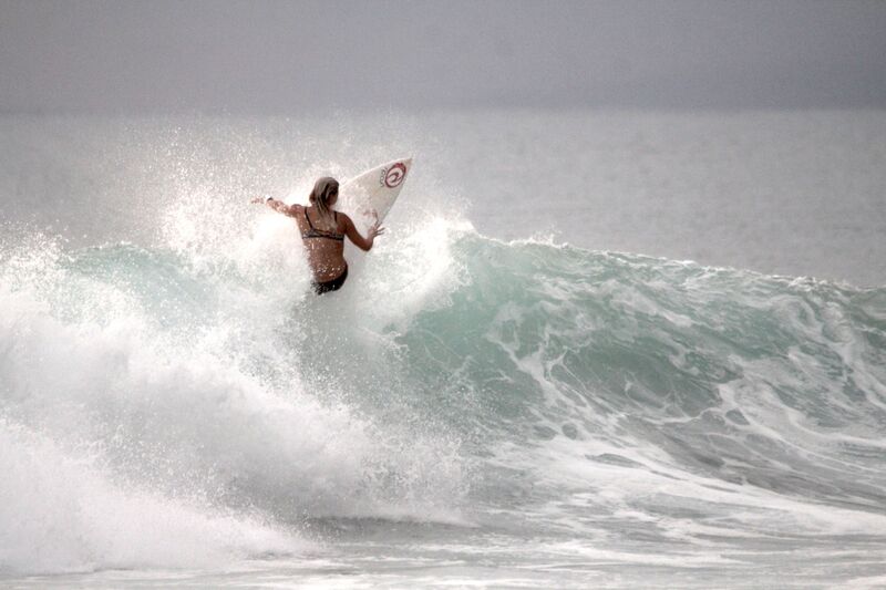 Leilani McGonagle rides a wave at Pavones.