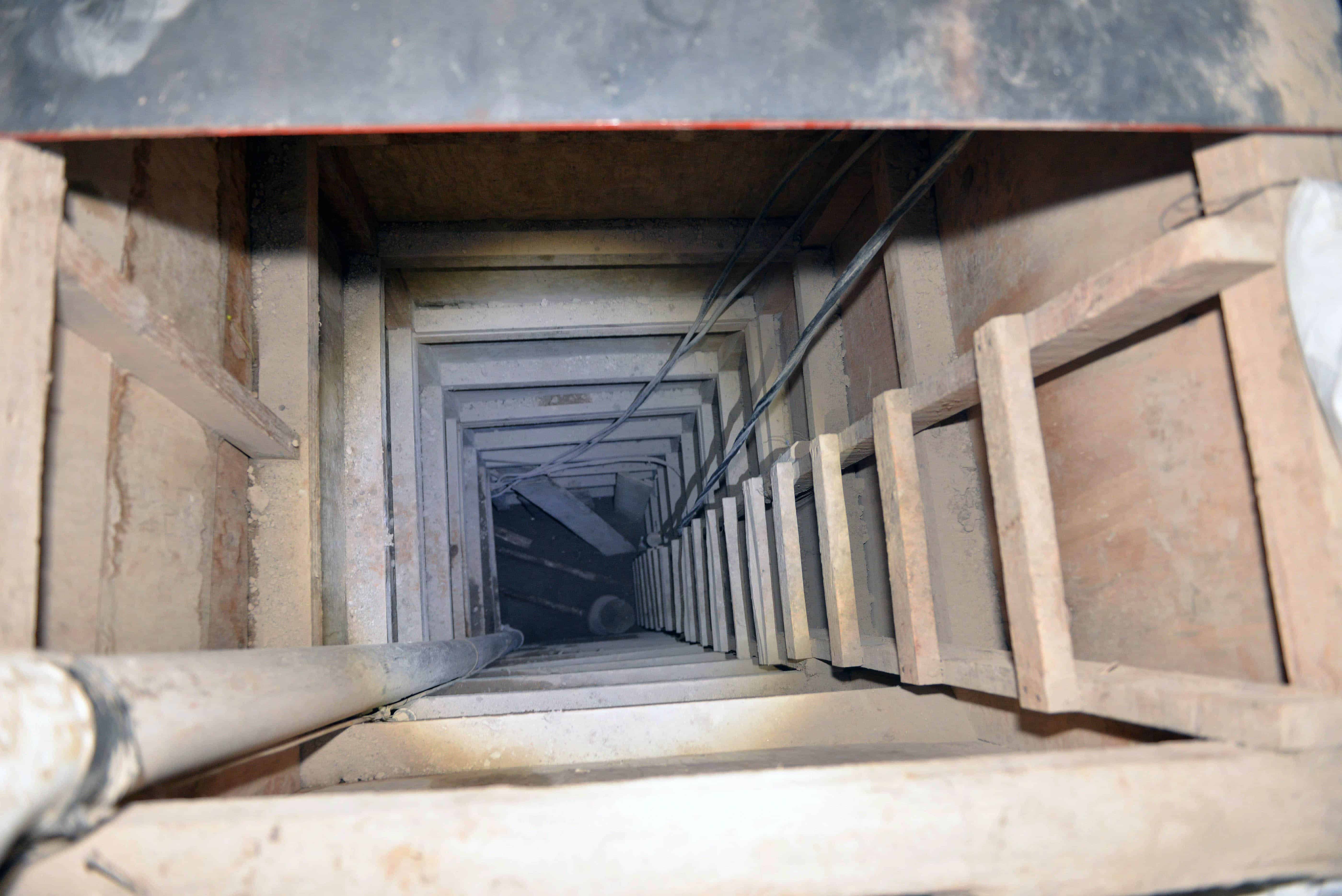 Picture of the end of the tunnel through which Mexican drug lord Joaquín 