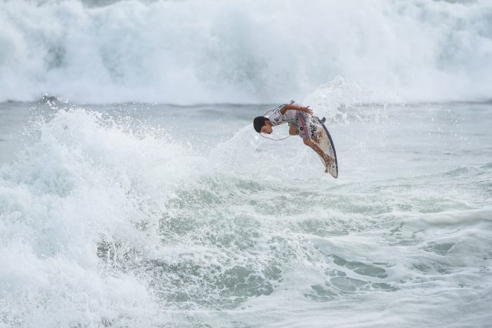 Eventual mini-grommet champion Isuaro Elizondo, 11, of Panama said he comes to Costa Rica to surf for the higher level of competition.