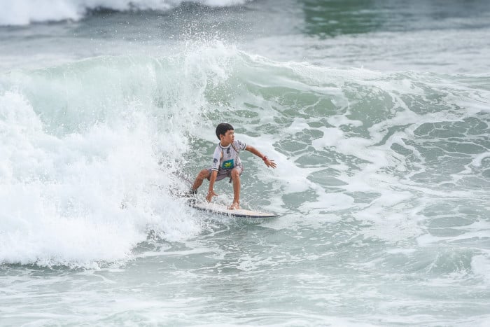 11-year-old Isuaro Elizondo surfs a wave at Playa Hermosa during the 2015 Grand Reef Final.
