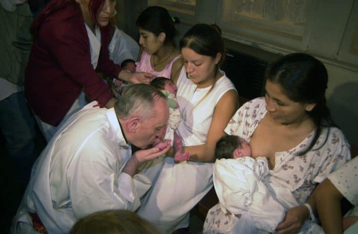 The then-Archbishop of Buenos Aires, Jorge Bergoglio, elected on March 15, 2013 as Pope Francis, performs a foot bath ceremony in Buenos Aires, on March 24, 2005.