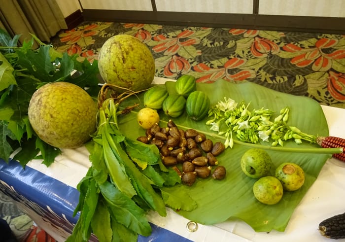 Some of the foods on display at the news conference.