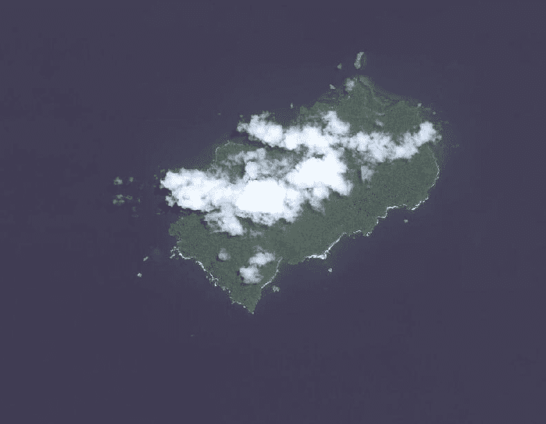 A satellite image of Cocos Island National Park.