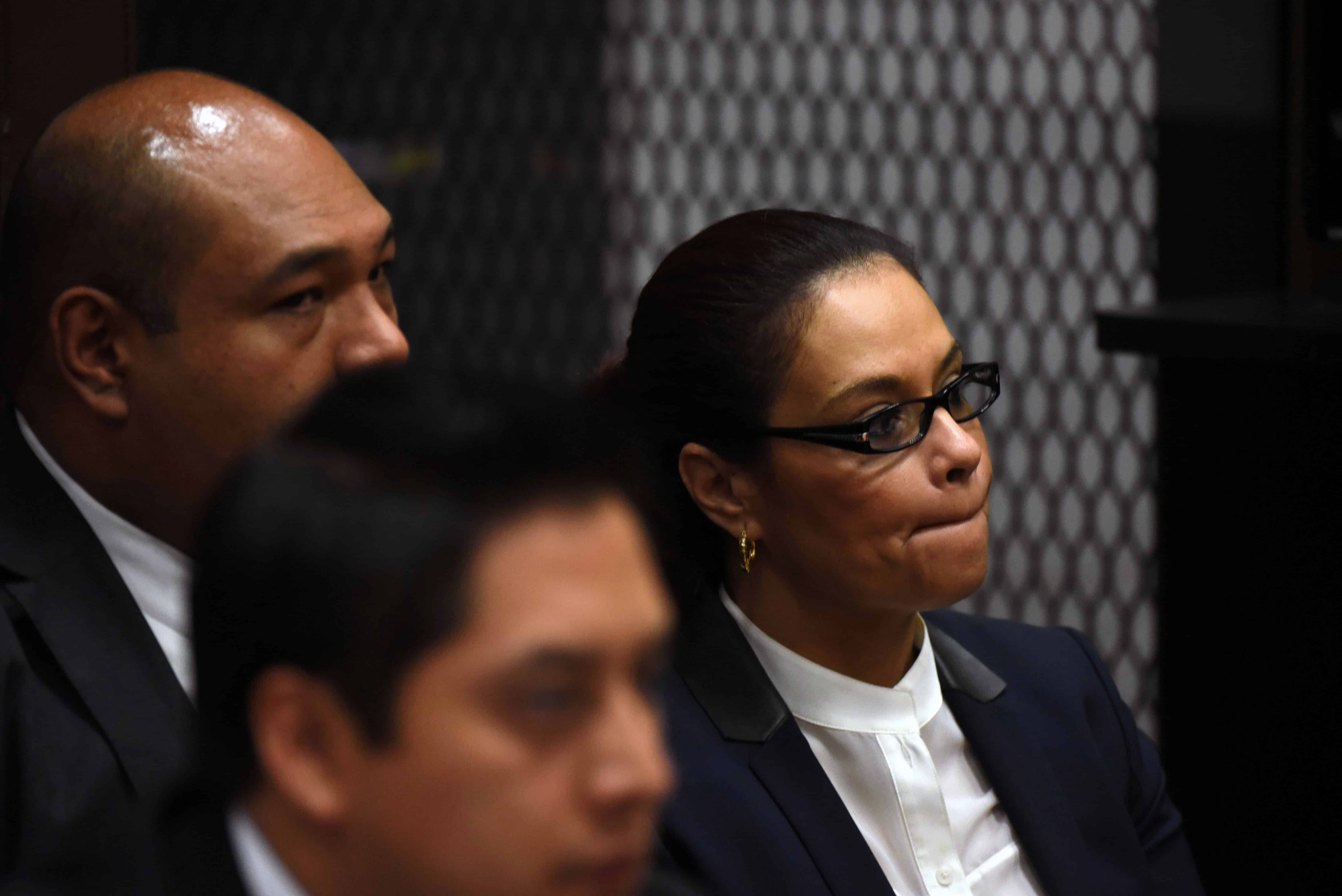 Guatemala's former Vice President Roxana Baldetti attends a hearing in court.