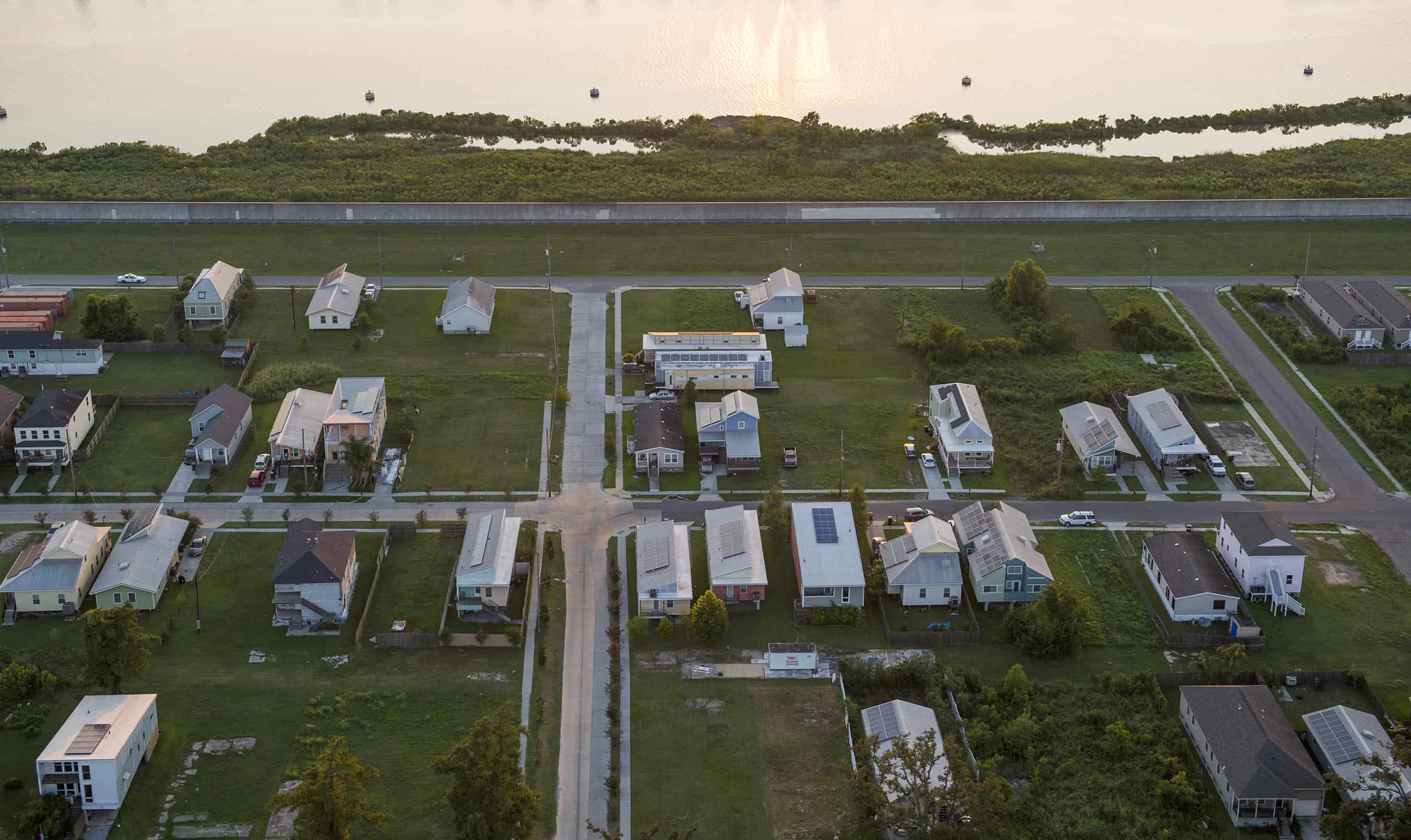 An aerial view shows the Lower Ninth Ward in New Orleans on Aug. 1, 2015.