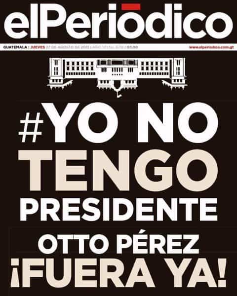 elPeriódico's front-page stating #YoNoTengoPresident