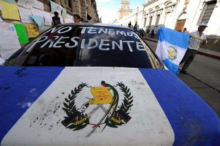 Guatemalans celebrate in the streets after then-President Otto Pérez Molina was stripped of his immunity.