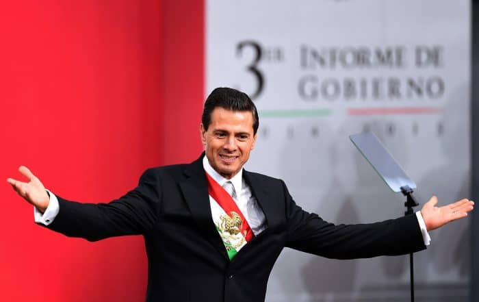 Mexican President Enrique Peña Nieto delivers his third annual report at the National Palace in Mexico City, on Sept. 2, 2015.