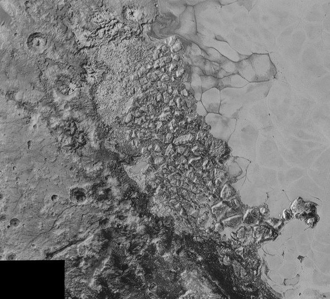 Broken terrain on Pluto