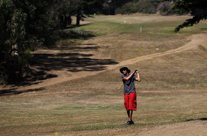 Playing golf in a California drought.