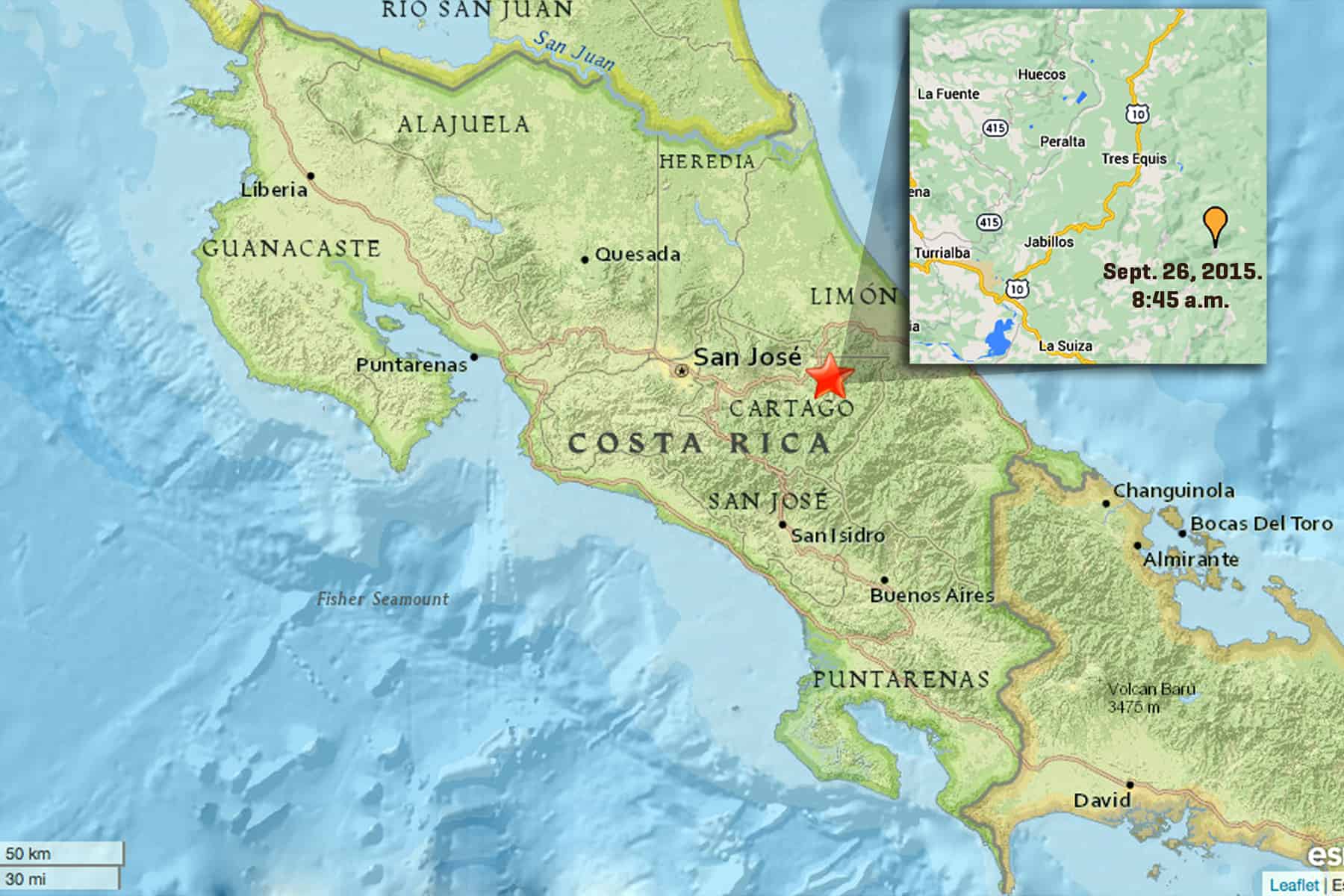 Earthquakes in Cartago, Sept. 26 2015