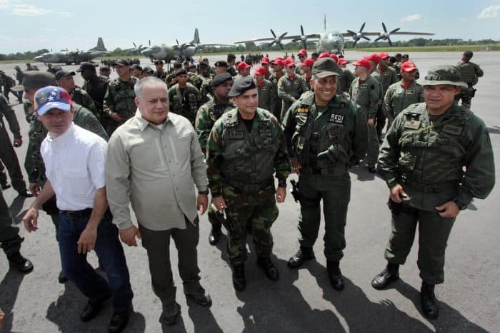 Diosdado Cabello and Venezuela troops.