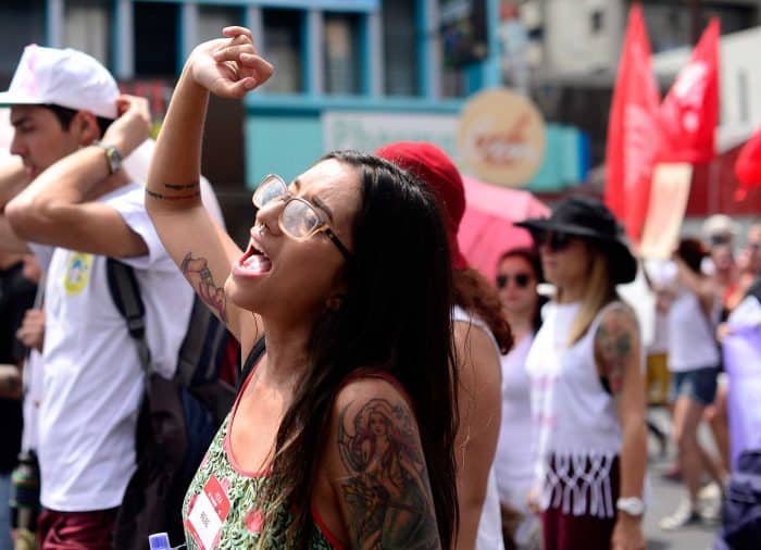 a woman chanting