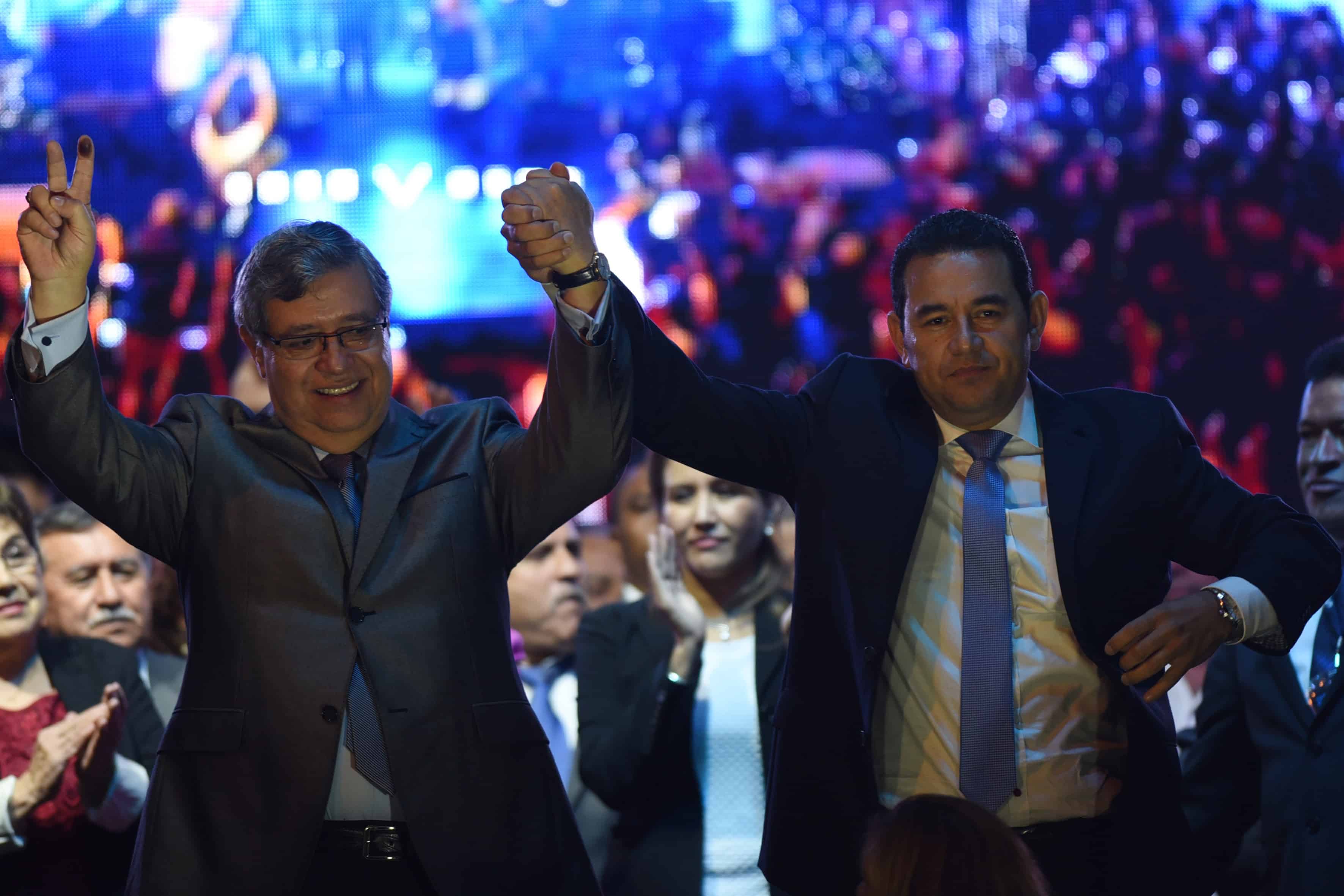 Jimmy Morales (right) and Jafeth Cabrera