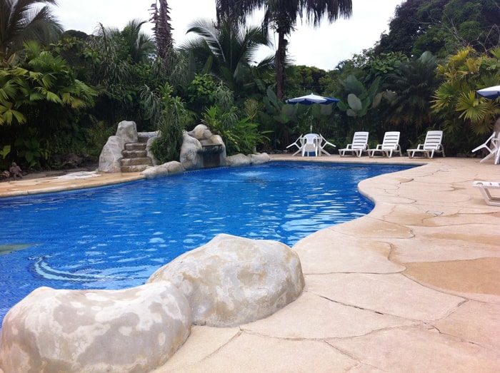 Swimming pool at Casa Verde Lodge in Puerto Viejo.