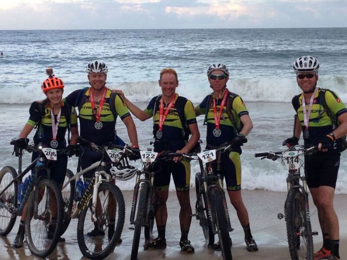 Colorado team at finish of La Ruta de los Conquistadores