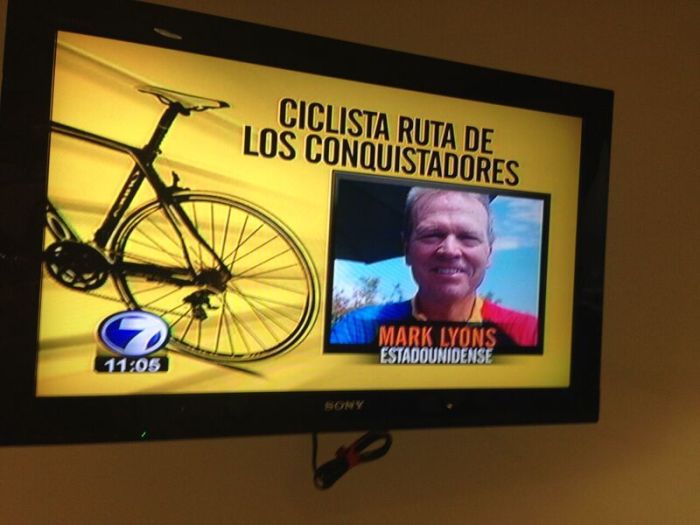 Mark Lyons on news channel; Ruta de los Conquistadores