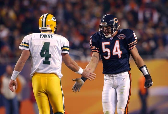 Brett Favre and Brian Urlacher in 2003. NFL, Packers v. Bears