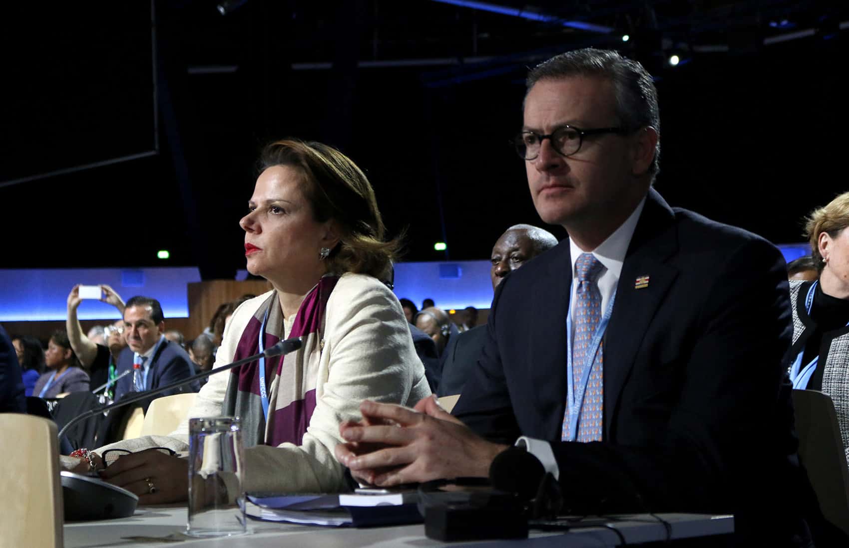 Vice President Ana Helena Chacón (left) and Foreign Minister Manuel González at the U.N. Climate Change Conference