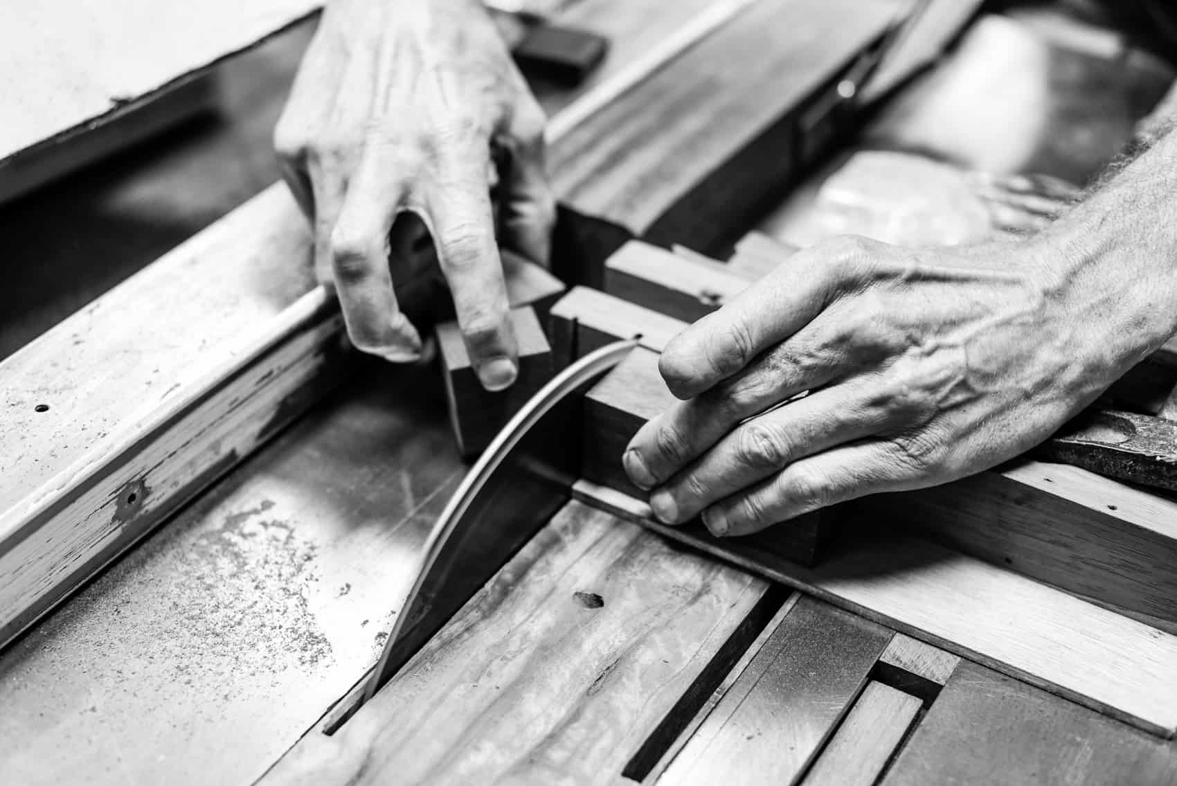 Cutting the wood blocks