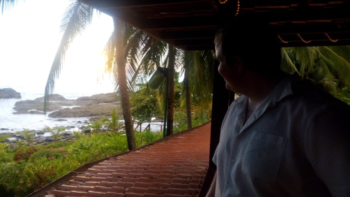 Jordan takes in the view at the Por Que No? restaurant in Dominical.