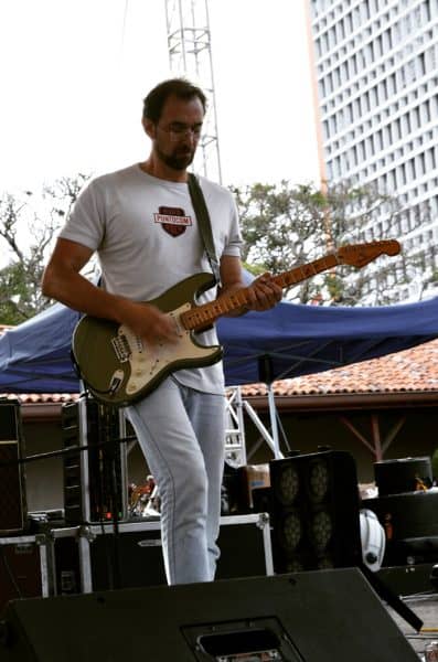 Carlos Dominguez, standout Costa Rican blues guitarist, has been with the Blind Pigs for 18 years.