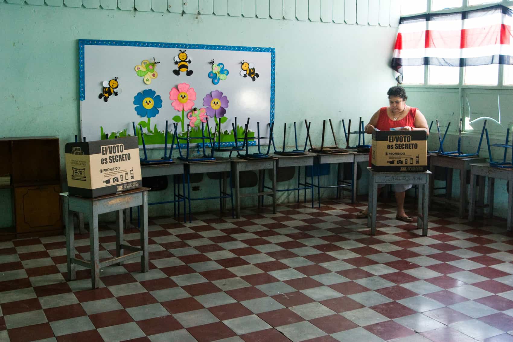 A woman votes in Costa Rica elections