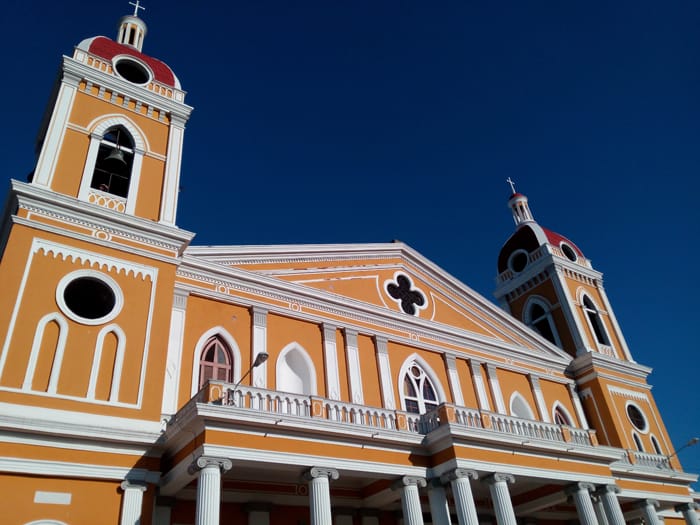 Granada's distinctive yellow church, the Granada Cathedral.