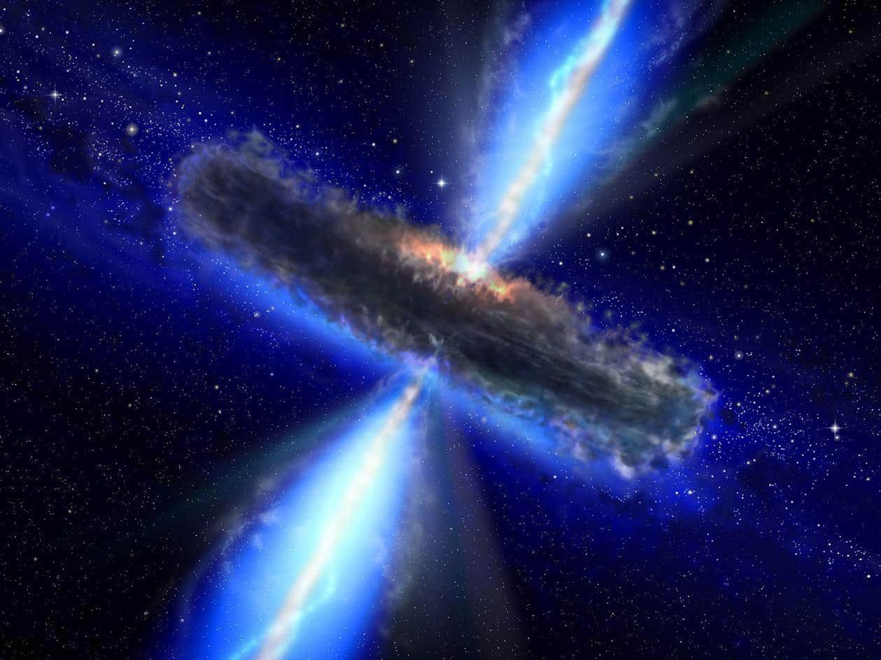 An artist's concept of a quasar | gravitational waves