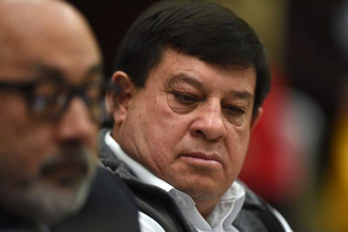 Former army officer Esteelmer Francisco Reyes Girón in a Guatemala City courtroom