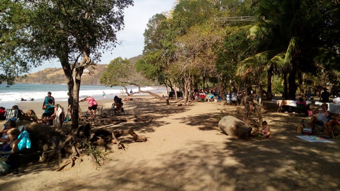 Playa Hermosa, the beach in front of El Velero, is beautiful and bustling.