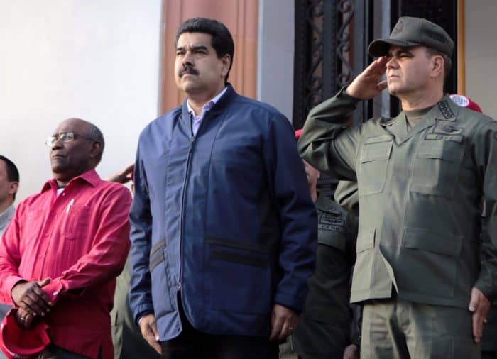 President Nicolás Maduro, center, with Vice President Aristóbulo Istúriz, left, and Defense Minister Vladimir Padrino López
