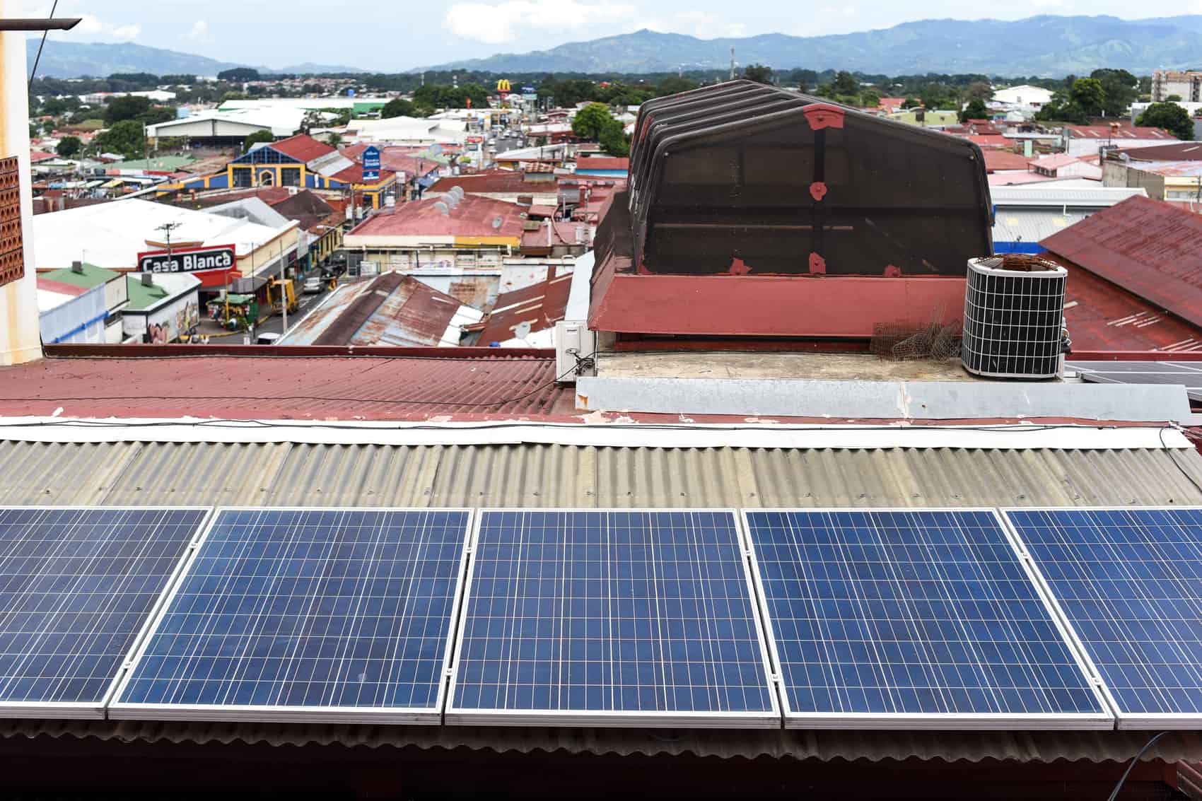 Solar panels at Llobet and Sons department store in Alajuela