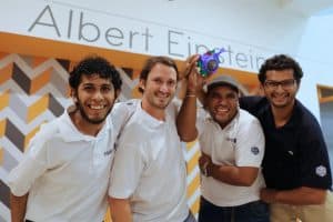 Bryan Navarro, Juan Carlos Martí, Hugo Sánchez and Javier Carvajal, winners of the 2016 Fishackathon