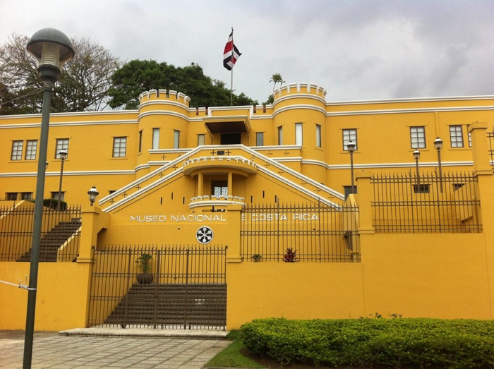 The yellow exterior of the Museo Nacional de Costa Rica.