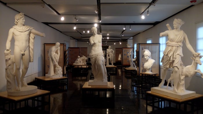 Plaster relicas of ancient sculptures on display at the National Museum of Costa Rica.