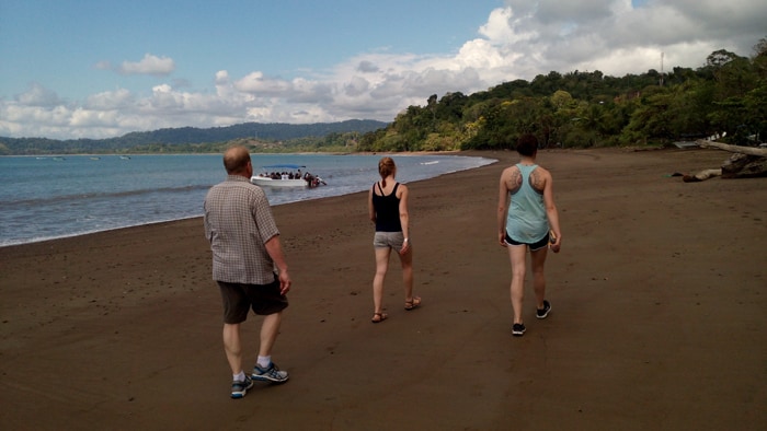 Murphy, Cindy and Mia explore the beach at Drake Bay.