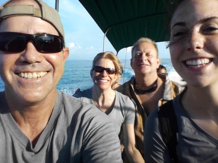 Karl, Cindy, Murphy and Mia riding the boat to Corcovado.