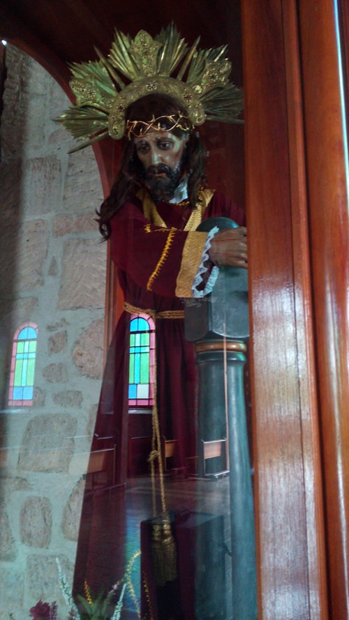 Figure of Jesus inside Santa Ana church.