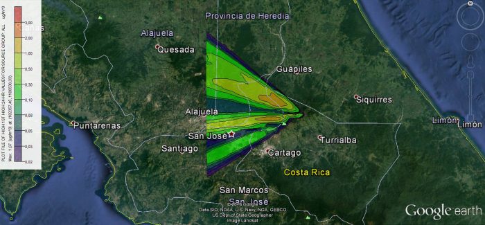 Ash dispersion from Turrialba Volcano. Sept. 29 2016