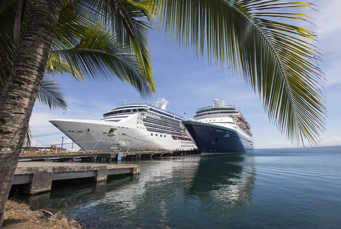 Cruise ships lined up at the Port of Limón