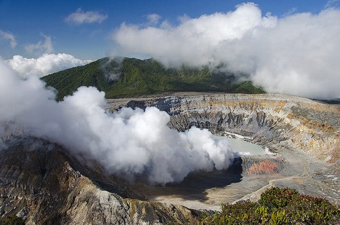 Poás is an active 2,708m (8,885-ft.) volcano. The crater, at 1.7km wide, is one of the widest in the world.