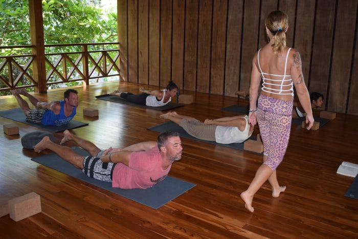Yali, an instructor from New Zealand, presides over a yoga class at the Bodhi Tree in Nosara.