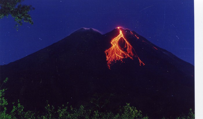 A lava flow from Arenal in 2000.