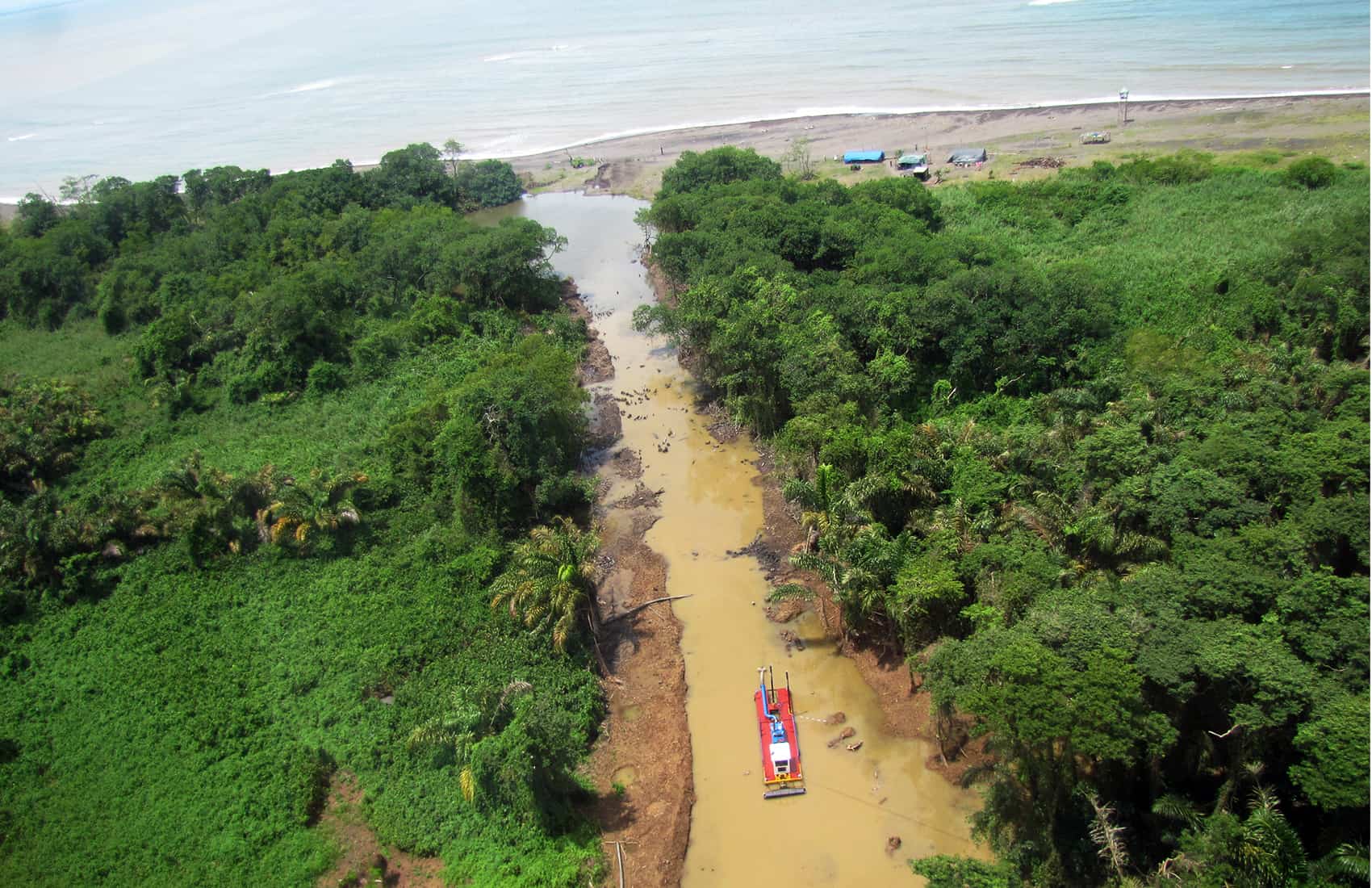 Artificial canals at Costa Rica's border territory