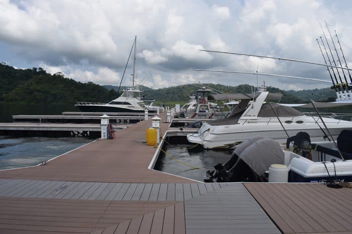 Yachts docked at the new marina.