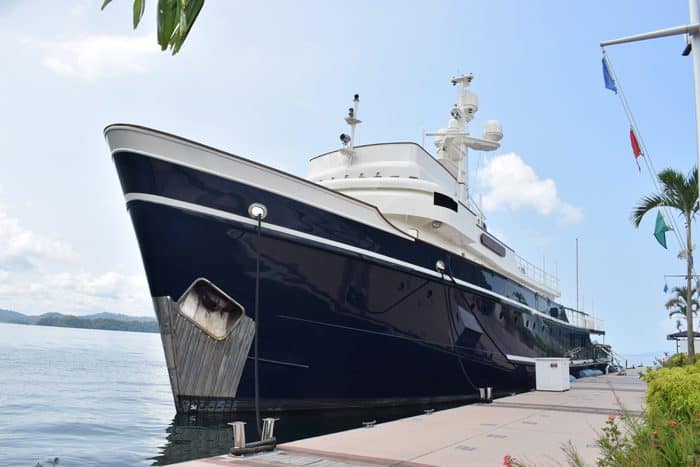 Big yacht docked at the marina.