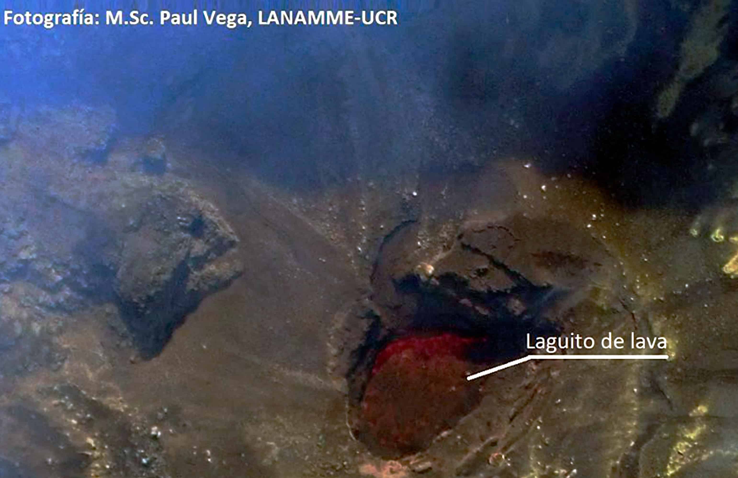 Small lava lake at Turrialba Volcano. July 4, 2017.