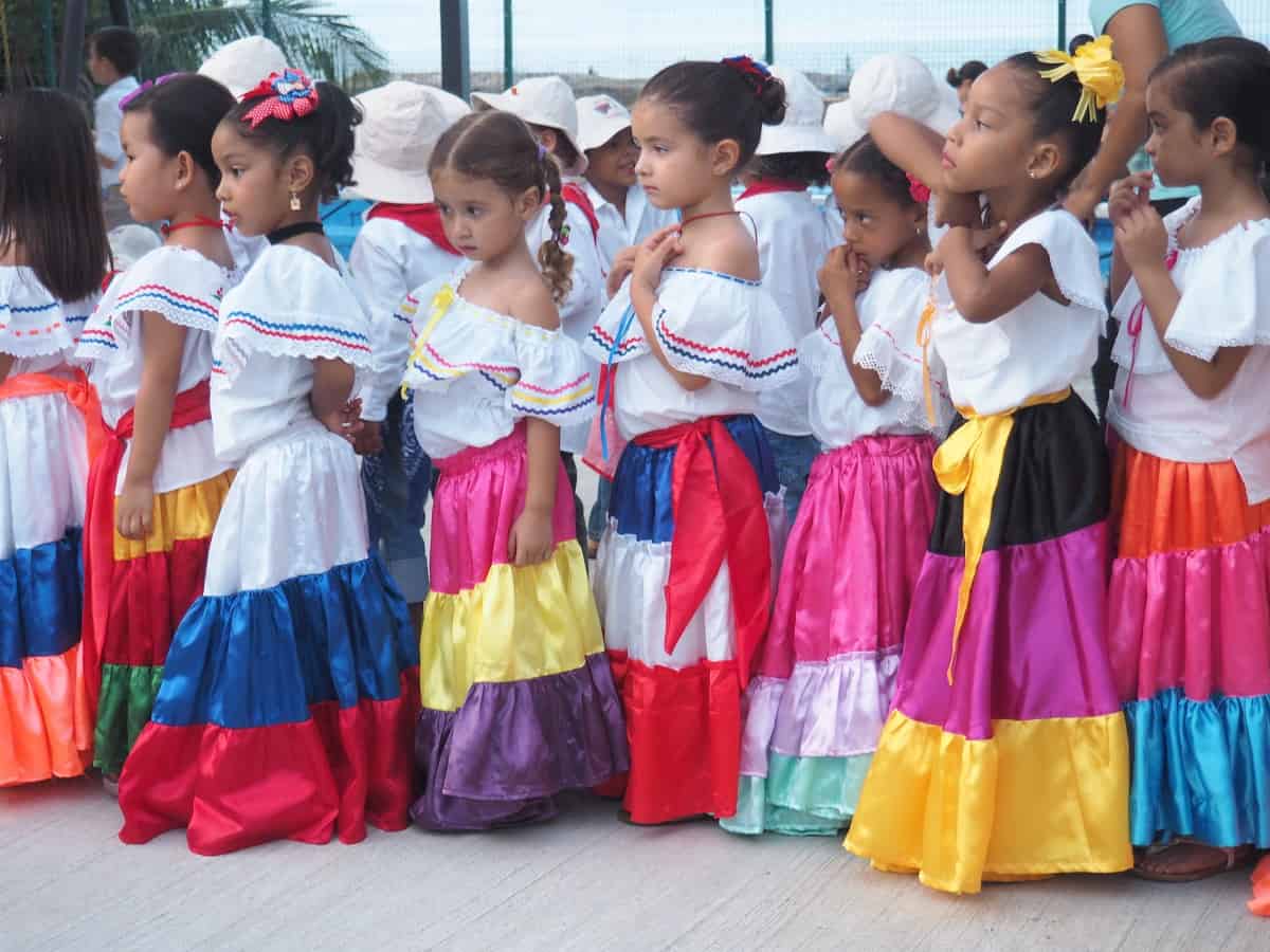 Kids in Limón, Costa Rica line up for a parade.