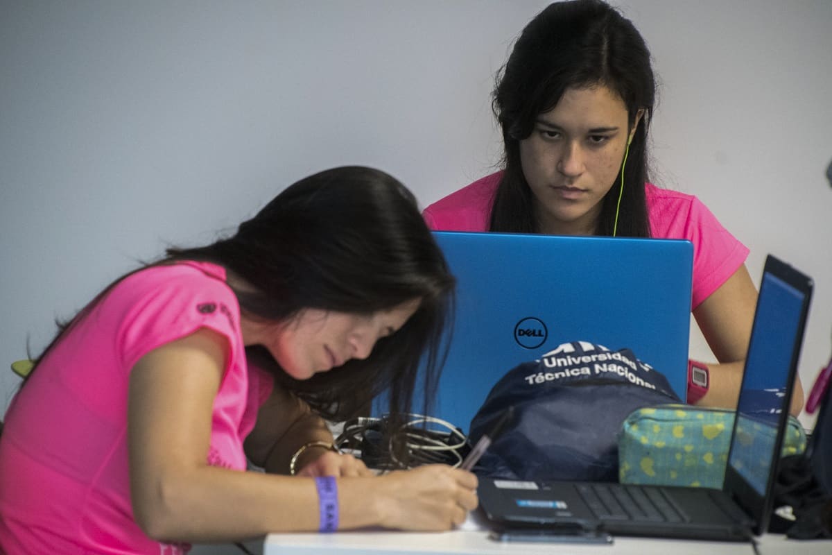 Women take part in the First Central American Women's Hackathon at the Technological Institute of Costa Rica in San José on Oct. 21, 2017.